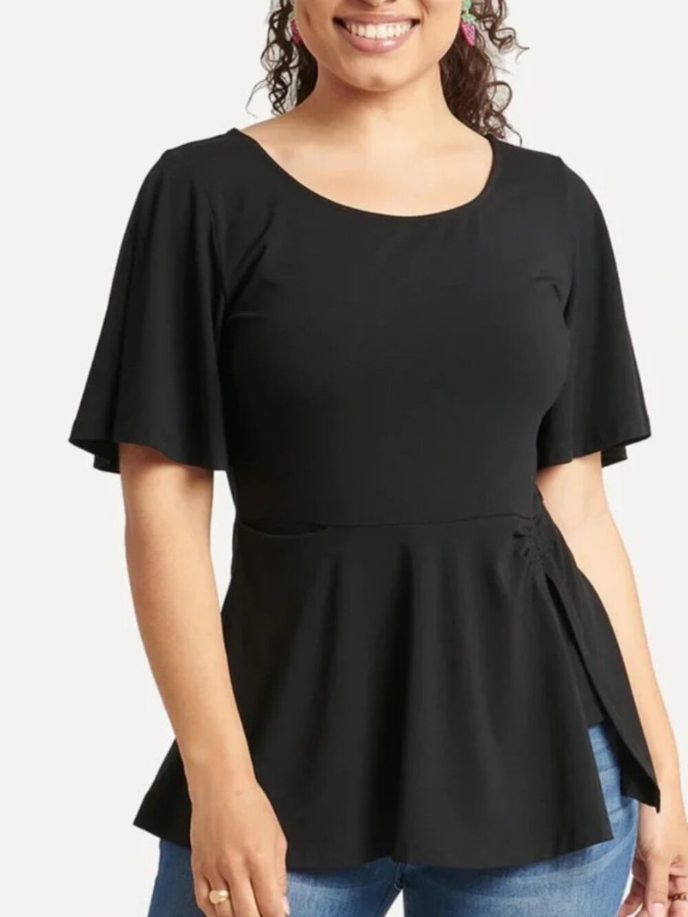 New Betabrand Black Erin Top Peplum Ponte Stretch Blouse Medium
